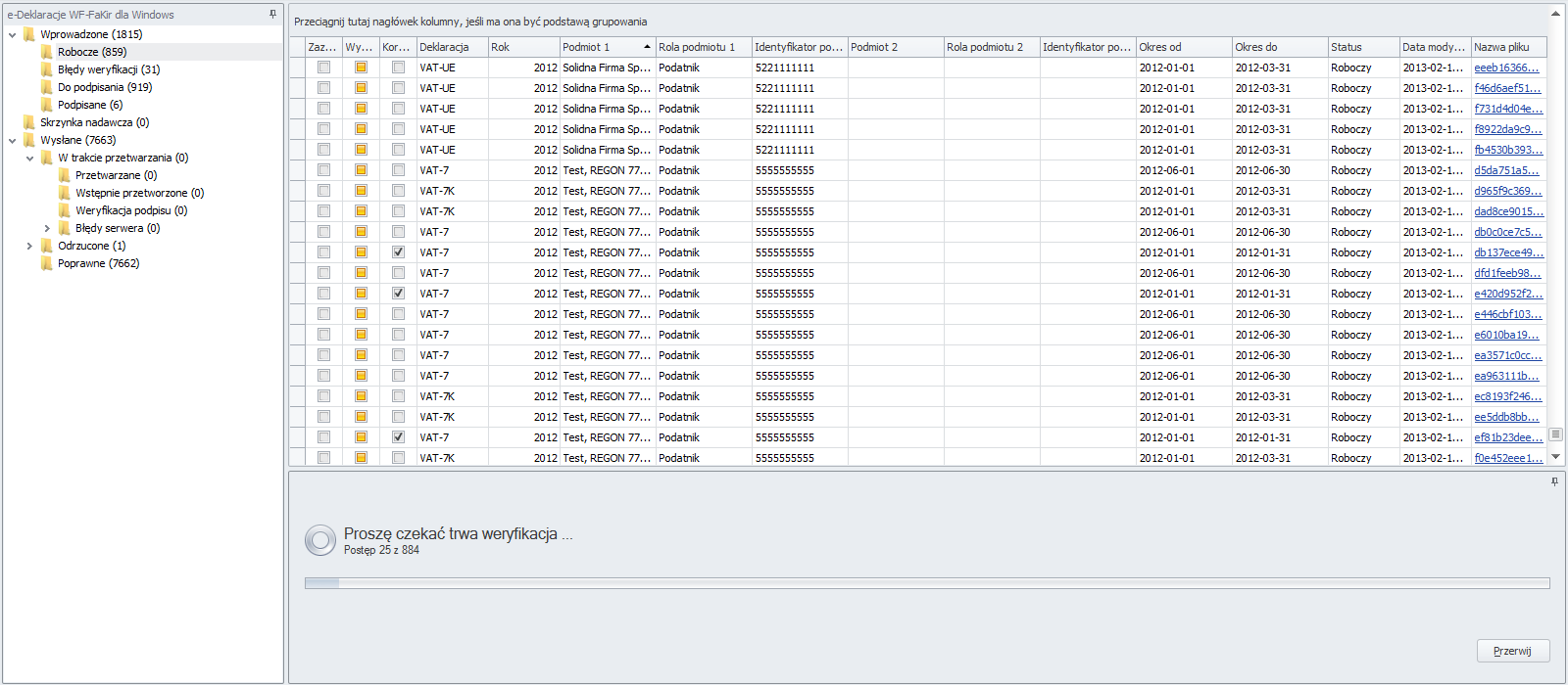 Weryfikacja deklaracji - trwa weryfikacja