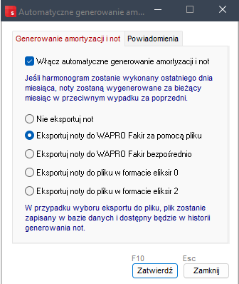 WAPRO Best. Automatyczne generowanie amortyzacji i not