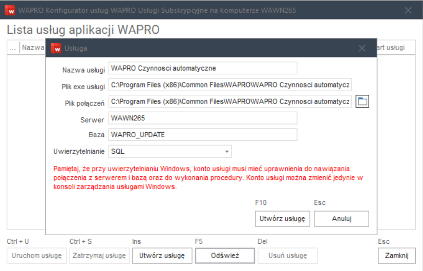 WAPRO Best. Uruchamianie w systemie usługi Wapro Czynności automatyczne