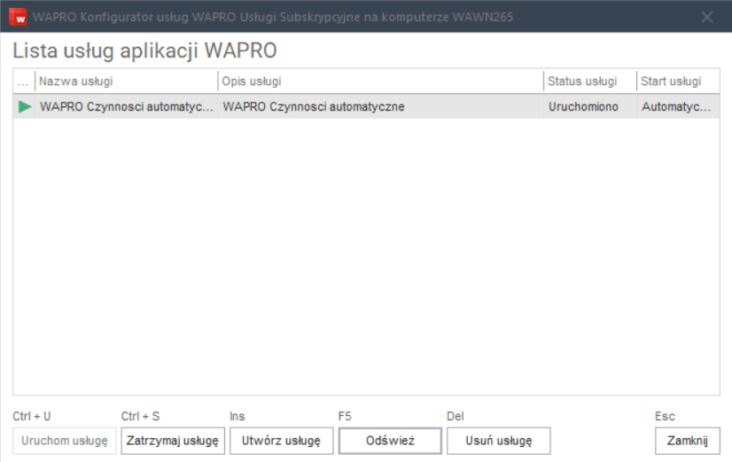 WAPRO Best. Czynności automatyczne - zarządzanie usługami