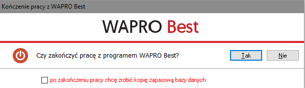 WAPRO Best. Zakończenie pracy z programem