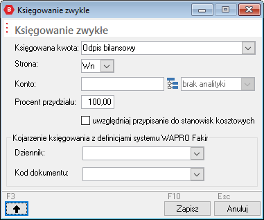 WAPRO Best. Powiązanie z dziennikiem programu WAPRO Fakir Finanse i księgowość.