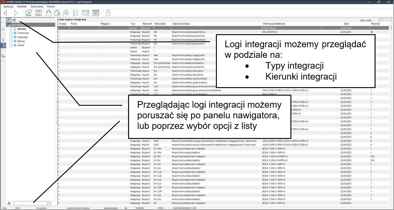 wapro mobilny inwentaryzator menu podstawowe