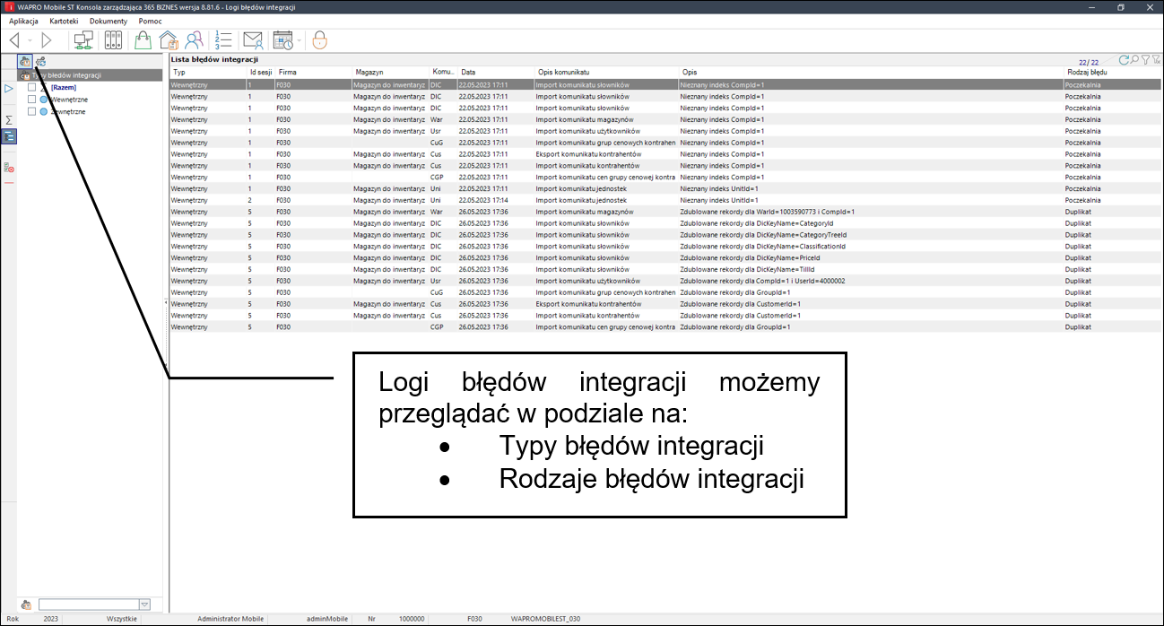 wapro mobilny inwentaryzator menu podstawowe