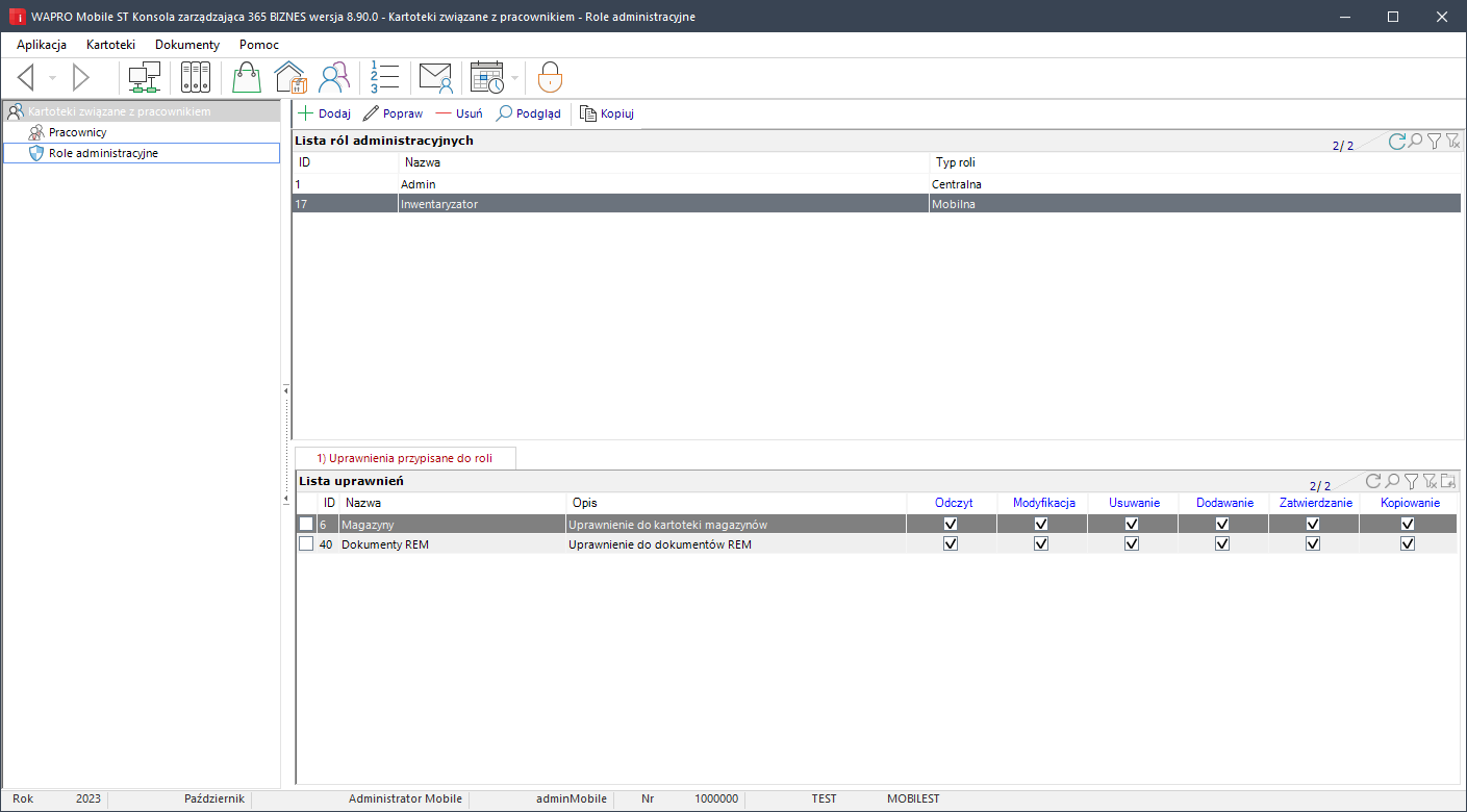 wapro mobilny inwentaryzator pracownicy uprawnienia
