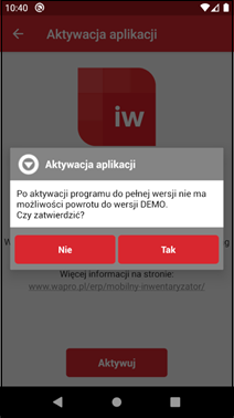 Wapro mobilny inwentaryzator aktywacja baza