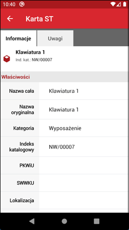 Wapro mobilny inwentaryzator pozycje szczegóły karta produktu