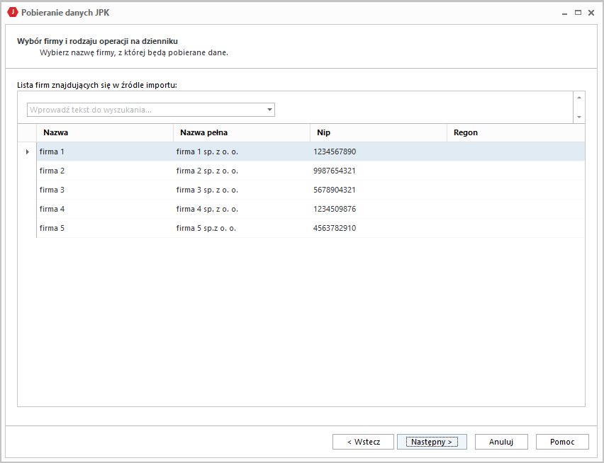 WAPRO JPK. Kreator - krok 3