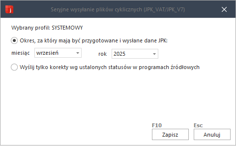 WAPRO JPK.  Wysyłanie seryjne plików