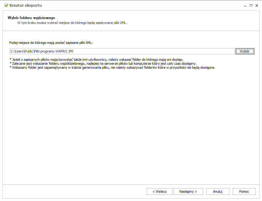 WAPRO JPK. Tworzenie XML - Krok 2