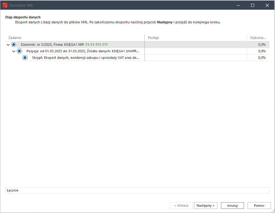 WAPRO JPK. Tworzenie XML - Krok 3