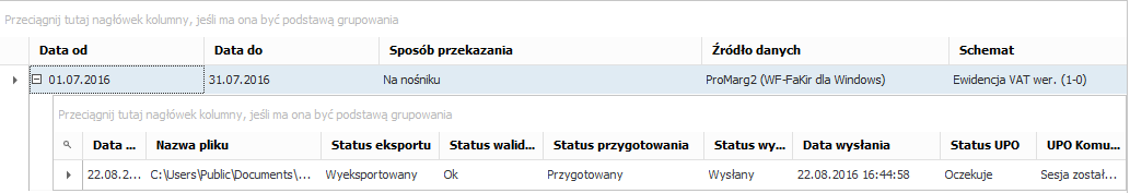 WAPRO JPK. Walidacja. Pozycja rozwinięta.