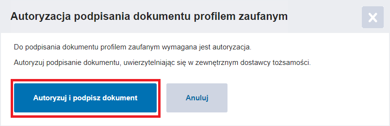 WAPRO JPK. Potwierdzenie autoryzacji i podpisu profilem zaufanym