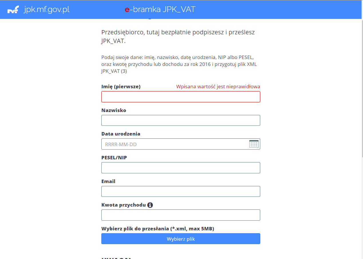 WAPRO JPK. Portal mikro-jpk.mf.gov.pl, bramka JPK_VAT