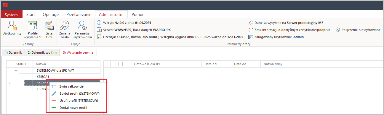 jpk- Profile systemowe