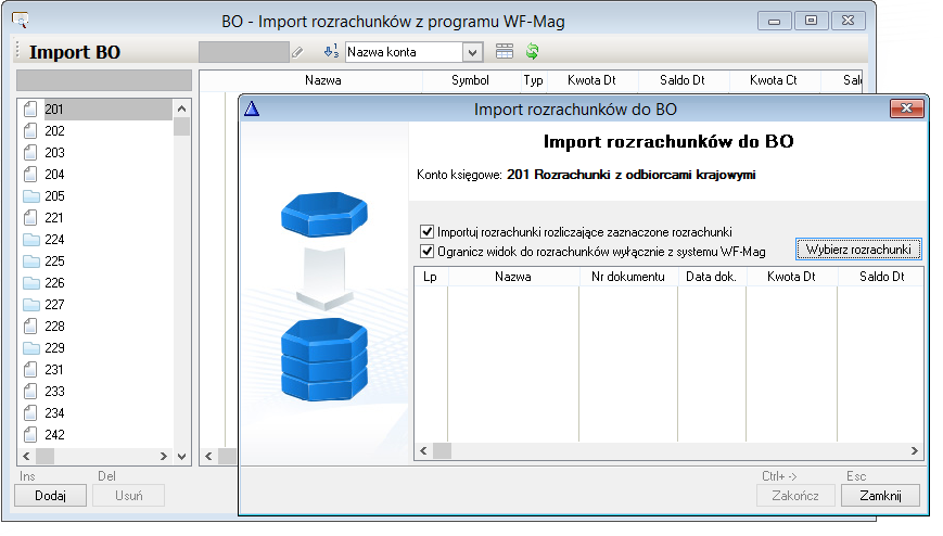 WAPRO Fakir. Import rozrachunków do bilansu otwarcia