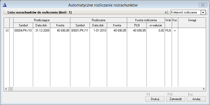 WAPRO Fakir. Podgląd rozrachunków przed ich automatycznym rozliczeniem