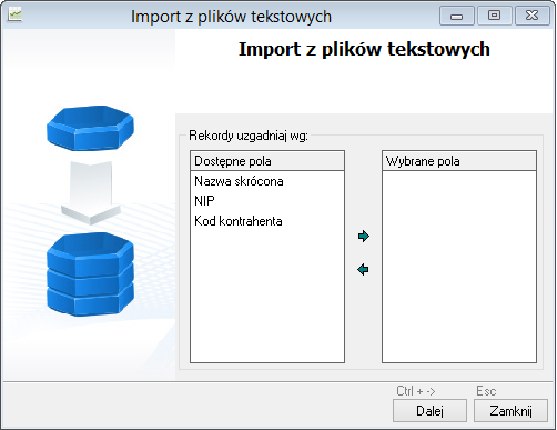 WAPRO Fakir. Wybór pól umożliwiających uzgodnienie elementów kartoteki