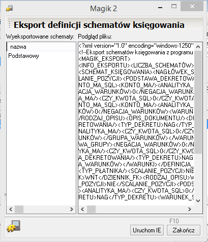 WAPRO Fakir. Okno podglądu eksportowanego pliku