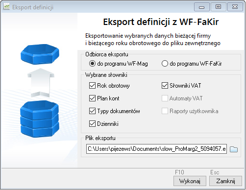 WAPRO Fakir. Okno - Import definicji