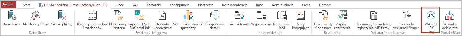 WAPRO Kaper. Uruchamianie WAPRO JPK