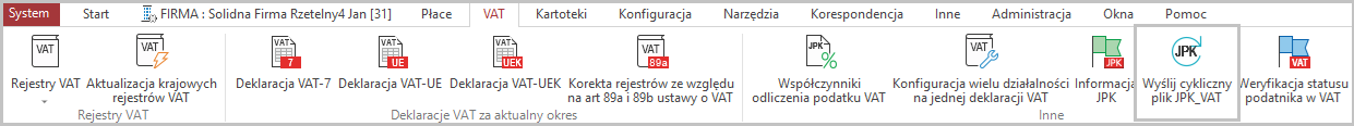 WAPRO Kaper. Wyślij cykliczny JPK_VAT