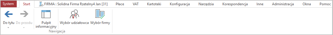 WAPRO Kaper. Główne menu - zakładka &quot;Start&quot;