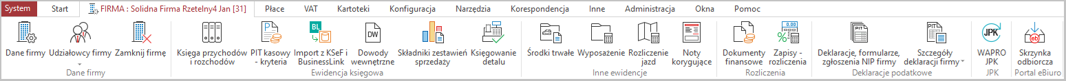 WAPRO Kaper. Główne menu - zakładka &quot;Firma .....&quot;