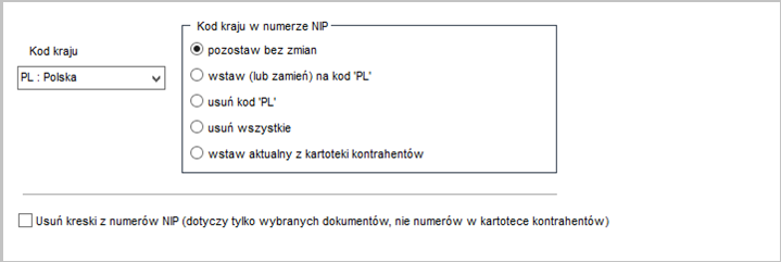WAPRO Kaper. Opcja „Numery NIP, kody krajów”