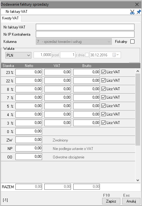 WAPRO Kaper. Dodawanie faktury sprzedaży