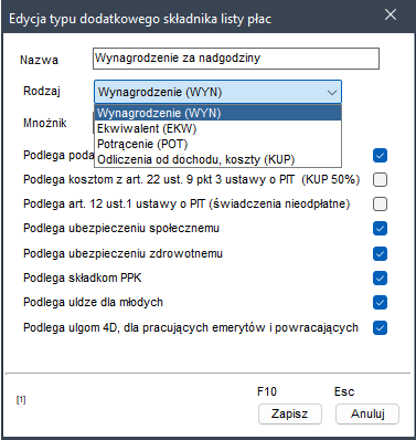 WAPRO Kaper- typy skladnikow