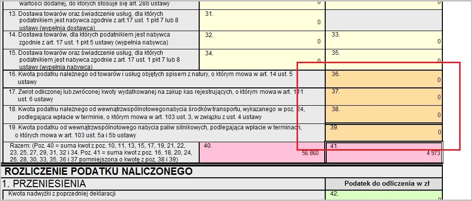 WAPRO Kaper. Pola formularza deklaracji
