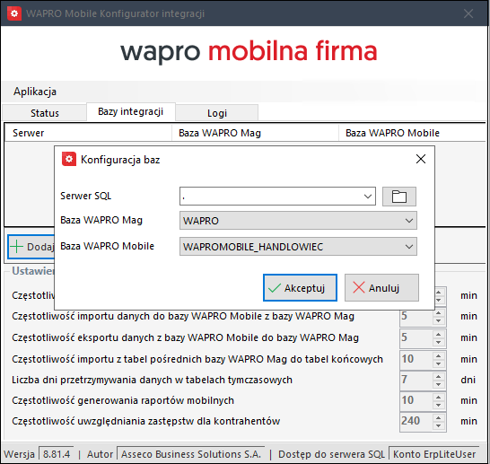 Wapro mobilny handlowiec konfiguracja