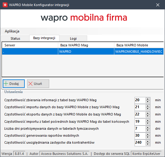 Wapro mobilny handlowiec konfiguracja