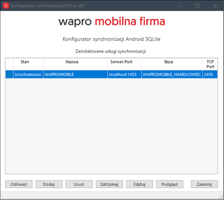 Wapro mobilny handlowiec konfiguracja