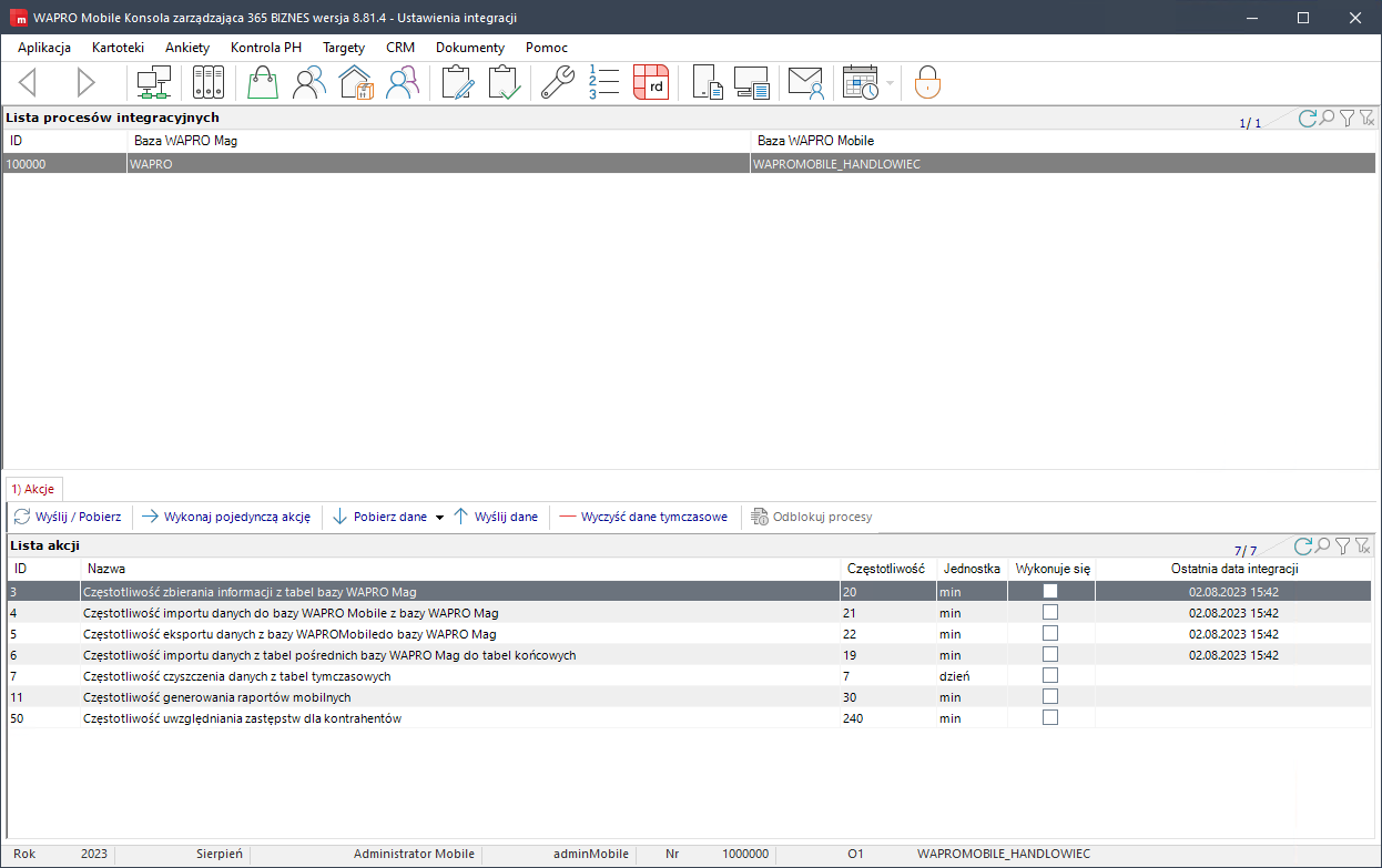 Wapro mobilny handlowiec konsola integracja