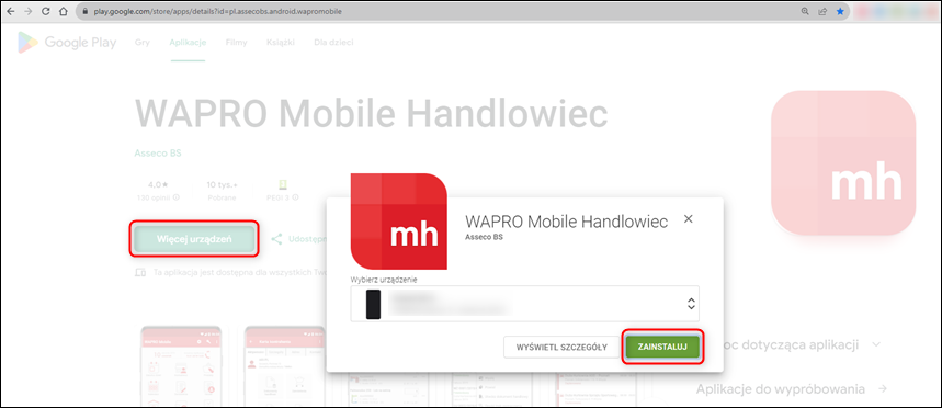 Wapro mobilny handlowiec instalacja