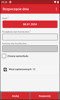 Wapro mobilny handlowiec rozpoczęcie dnia