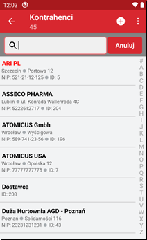 Wapro mobilny handlowiec lista kontrahentów