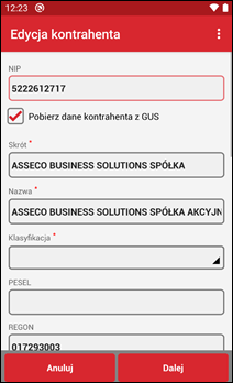 Wapro mobilny handlowiec dodawanie kontrahenta