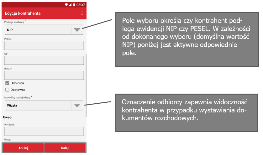 Wapro mobilny handlowiec dodawanie kontrahenta