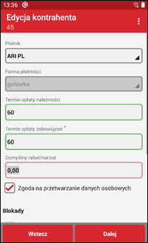 Wapro mobilny handlowiec edycja kontrahenta