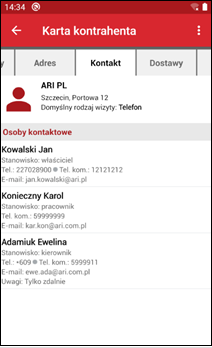 Wapro mobilny handlowiec edycja kontakt