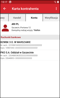 Wapro mobilny handlowiec konta bankowe edycja