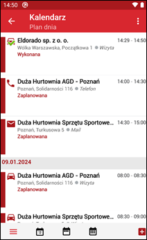 Wapro mobilny handlowiec kalendarz dzień