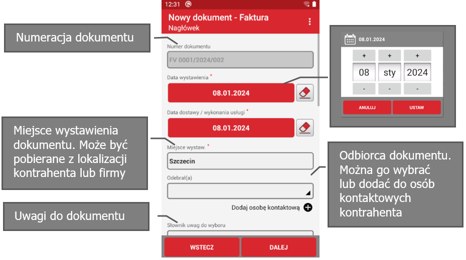 Wapro mobilny handlowiec szczegóły pozycji