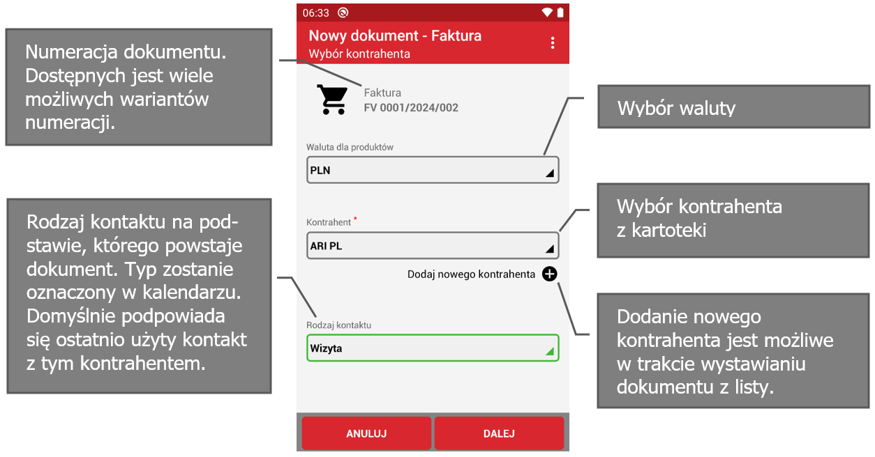 Wapro mobilny handlowiec zarejestruj fakturę