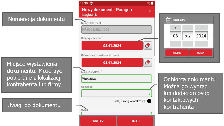 Wapro mobilny handlowiec szczegóły pozycji