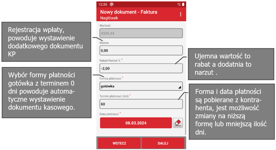 Wapro mobilny handlowiec szczegóły pozycji