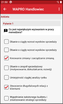 Wapro mobilny handlowiec ankieta wybór wielokrotny